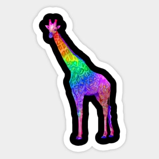 Psychedelic Rainbow Groovy Giraffe Sticker